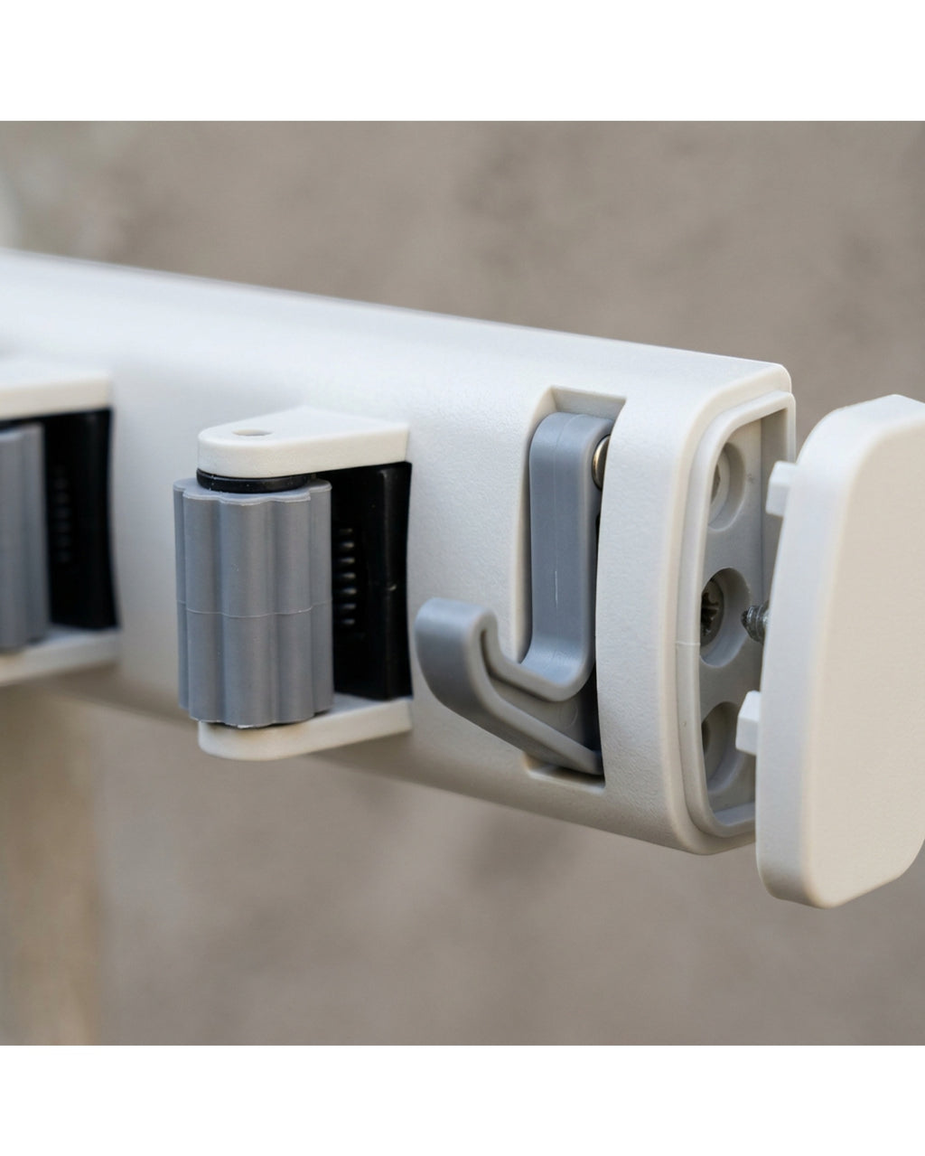 Qwbdk ABS Utility Holder Two Spring Grips Three Folding Hooks Warm White - Detail view