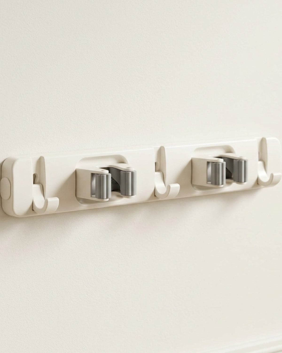 Qwbdk ABS Utility Holder Two Spring Grips Three Folding Hooks Warm White - Lifestyle view